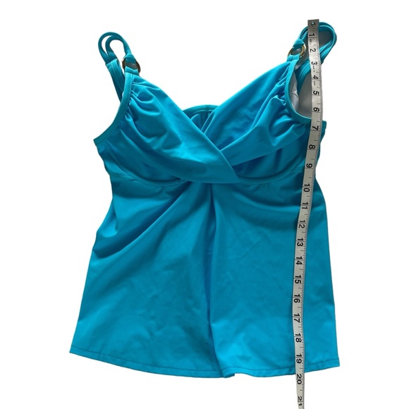 Tara Grinna blue 2-pc tankini and bottom swimsuit adjustable straps Sz 4 32-36 C - Picture 8 of 12